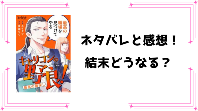 『キャリコンの野良!～最高の職探し～』ネタバレ全話と感想！